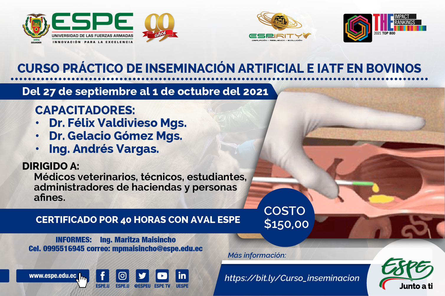Invitación a CURSO PRÁCTICO DE INSEMINACIÓN ARTIFICIAL E IATF EN BOVINOS